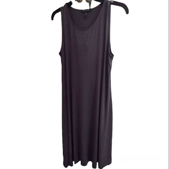 𝅺Eileen Fisher Gray Midi Tank Dress Women's Asymmetrical Hem Size Medium - Picture 2 of 8